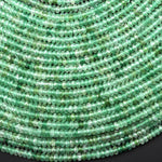 Faceted Natural African Green Chalcedony 4mm Thin Rondelle Beads Gemstone 15" Strand