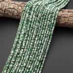 Faceted Natural Green Tree Agate 4mm Thin Rondelle Beads Gemstone 15" Strand