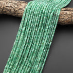 Faceted Natural Green Aventurine 4mm Thin Rondelle Beads Gemstone 15" Strand