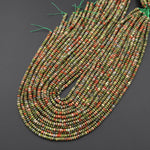 Faceted Natural Unakite 4mm Thin Rondelle Beads Gemstone 15" Strand