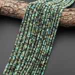 Natural African Turquoise Faceted 4mm Thin Rondelle Beads 15" Strand