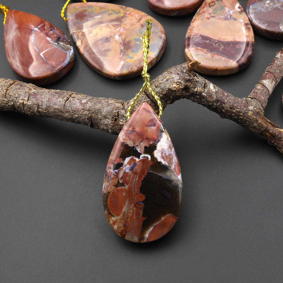 Natural Butterfly Jasper from Mexico Side Drilled Teardrop Pendant