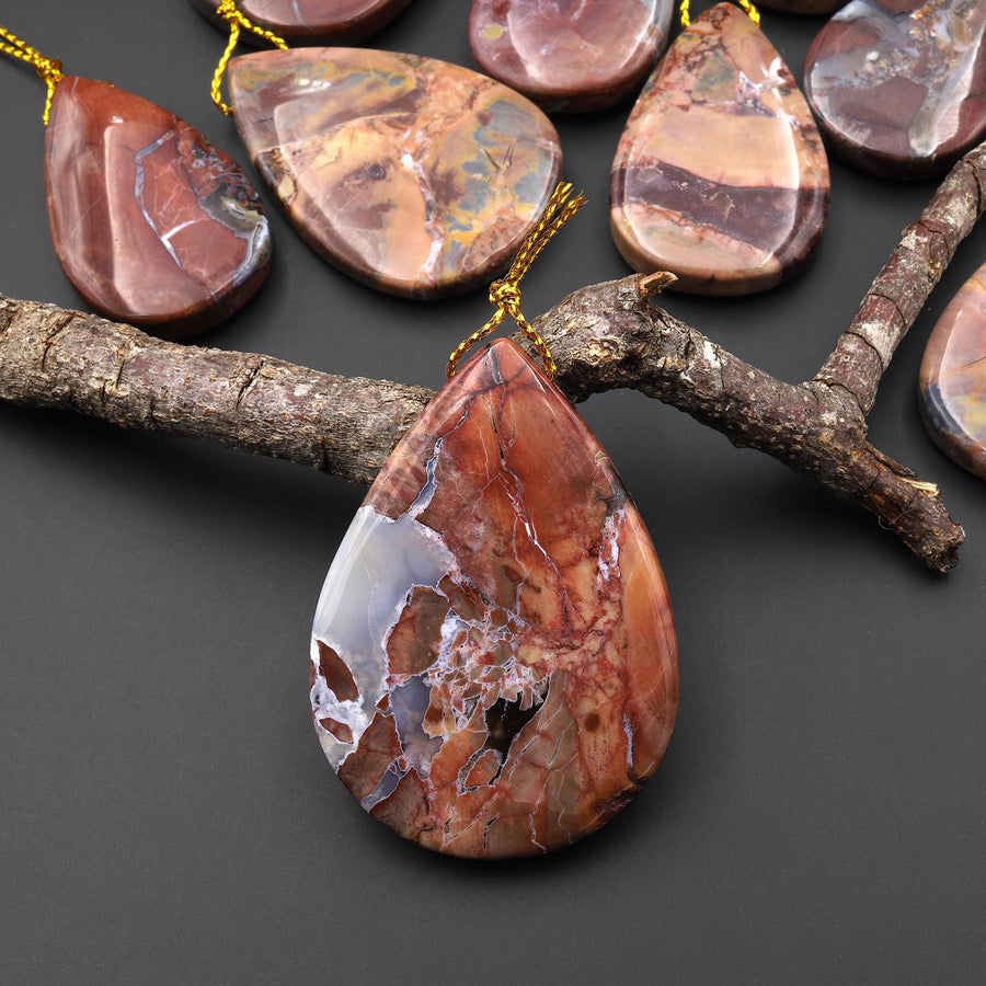 Natural Butterfly Jasper from Mexico Side Drilled Teardrop Pendant A1
