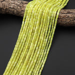 Natural Lemon Yellow Chartreuse Jade Smooth Barrel Tube Beads 4x6mm 15.5" Strand
