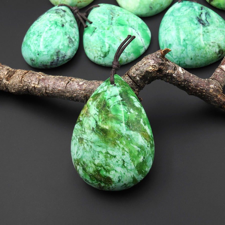 Natural Nevada Apple Green Variscite Teardrop Pendant Gemstone A33