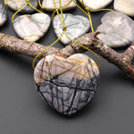 Natural American Picasso Jasper Heart Shaped Pendant Side Drilled Gemstone