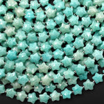 Sparkling Faceted Natural Peruvian Amazonite Beads 8mm Carved Star Gemstone 15.5" Strand