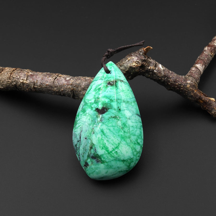 Natural Nevada Apple Green Variscite Marquise Leaf Pendant Gemstone PDT0732