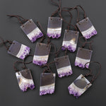 Two 2 Hole Pendant Natural Smoky Quartz White Purple Amethyst Stalactite Rectangle