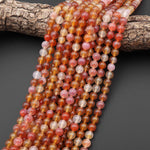 Rare Natural African Orange Red Pink Agate Round Beads 8mm 10mm 15.5" Strand