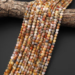 Natural Yellow Pink Crazy Lace Agate Faceted Heart Beads 6mm Center Drilled Gemstone 15.5" Strand