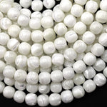 Natural White Mother of Pearl Shell Rounded Pillow Cube Beads 6mm 8mm 10mm 15.5" Strand