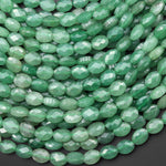 Faceted Natural Green Aventurine Oval Gemstone Beads 6x8mm 15.5" Strand