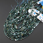 Faceted Natural Green Moss Agate Oval Gemstone Beads 6x8mm 15.5" Strand
