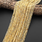 AAA Faceted Natural Yellow Garnet 3mm Round Gemstone Beads 15.5" Strand