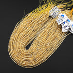 AAA Faceted Natural Yellow Garnet 3mm Round Gemstone Beads 15.5" Strand