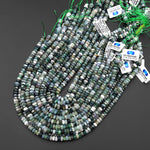 AAA Faceted Natural Green Moss Agate Beads 6mm hexagon Heishi Rondelle 15.5" Strand