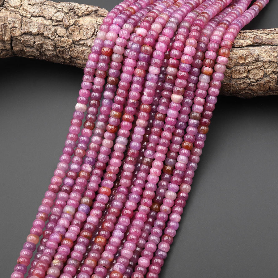 Real Genuine Natural Ruby Gemstone Smooth Rondelle 6mm Beads 15.5" Strand