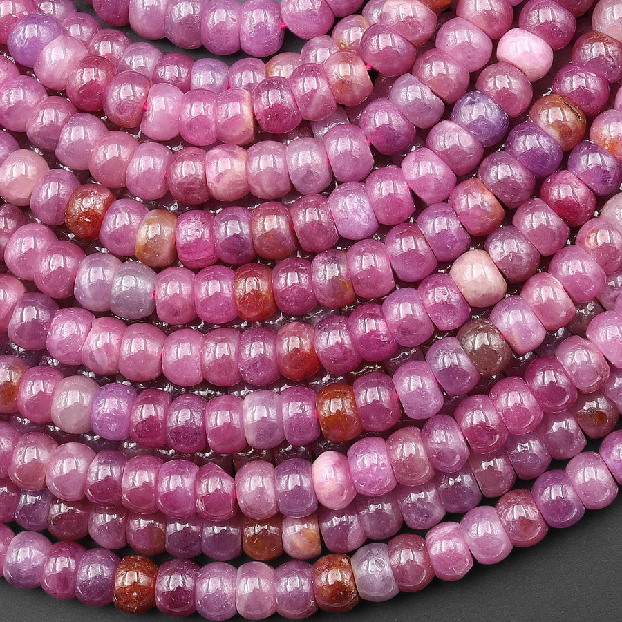 Real Genuine Natural Ruby Gemstone Smooth Rondelle 6mm Beads 15.5" Strand