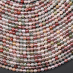 AAA Faceted Natural Rainbow Agate Smooth 2mm 3mm 4mm Round Beads Translucent Pastel Mauve Pink Green Colors 15.5" Strand