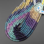 Natural Fluorite 6mm Rondelle Beads Vibrant Multicolor Violet Purple Teal Green Honey Yellow Gemstone Beads 15.5" Strand