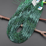 AAA Faceted Natural Green Burma Jade 3mm Rondelle Beads Ombre Gemstone 15.5" Strand