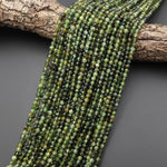 Faceted Natural Green Blue Tourmaline 4mm Round Beads Diamond Cut Gemstone 15.5" Strand