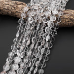 AAA Super Clear Real Genuine Natural Rock Crystal Quartz Smooth 12mm Coin Beads 15" Strand