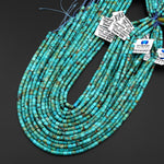 AAA Genuine Natural Blue Green Turquoise 4x4mm Smooth Cylinder Tube Beads 15.5" Strand
