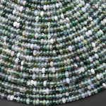 Translucent Natural Green Moss Agate Smooth 4mm Rondelle Beads 15.5" Strand