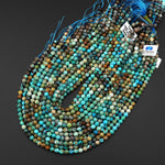 Faceted Natural Turquoise 6mm Round Beads Real Genuine Vibrant Blue Green Gemstone 15.5" Strand