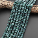 AAA Natural Guatemalan Blue Green Jade Smooth Thin Rondelle Heishi 10mm Beads 15.5" Strand