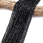 AAA Natural Black Tourmaline Faceted 4mm Cube Beads 15.5" Strand