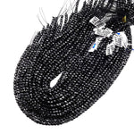 AAA Natural Black Tourmaline Faceted 4mm Cube Beads 15.5" Strand