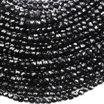 AAA Natural Black Tourmaline Faceted 4mm Cube Beads 15.5" Strand