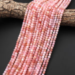 AAA Natural Peruvian Pink Opal 4mm Faceted Cube Gemstone Beads 15.5" Strand