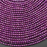 AAA Faceted Natural Mozambique Purple Rhodolite Garnet 3mm Round Gemstone Beads 15.5" Strand