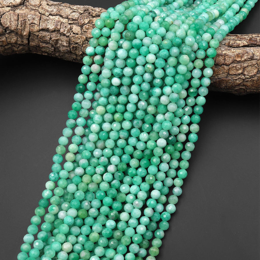 AAA Real Genuine Natural Green Emerald Gemstone Faceted 6mm Round Beads Gemstone From Colombia May Birthstone 15.5" Strand