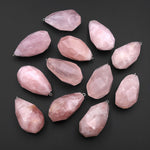 Faceted Natural Pink Rose Quartz Nugget Healing Crystal Pendant Pendulum