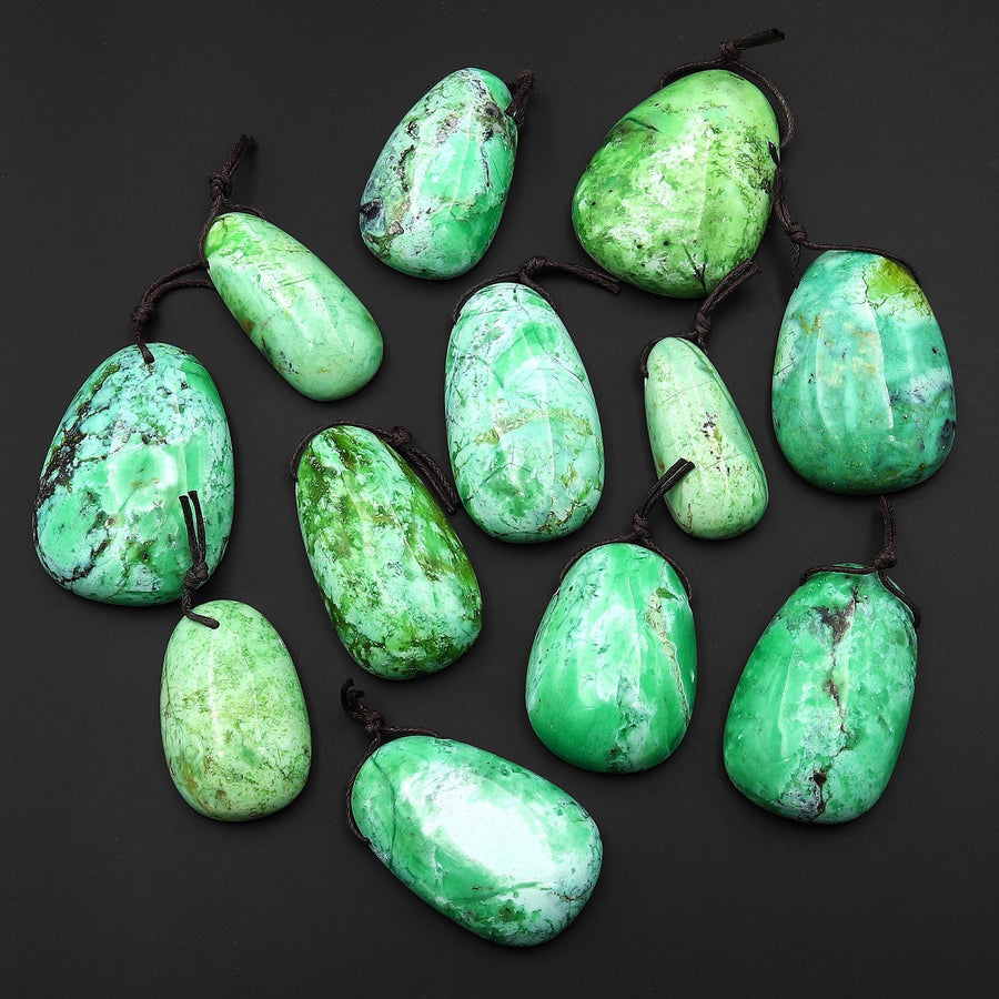 Natural Nevada Apple Green Variscite Rounded Trapezoid Oval Pendant Gemstone