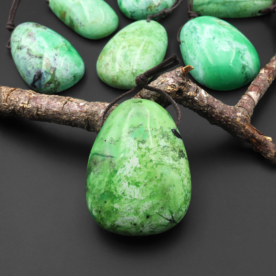 Natural Nevada Apple Green Variscite Rounded Trapezoid Oval Pendant Gemstone A2