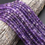 AAA Faceted Natural Amethyst 6mm Thin Heishi rondelle Beads 15.5" Strand