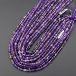 AAA Faceted Natural Amethyst 6mm Thin Heishi rondelle Beads 15.5" Strand