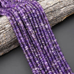 AAA Faceted Natural Amethyst 6mm Thin Heishi rondelle Beads 15.5" Strand