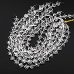 AAA Natural Rock Crystal Quartz Beads Faceted 12mm Diamond Square Cushion 15.5" Strand