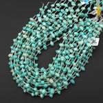 Faceted Natural Peruvian Amazonite Double Terminated Points 6x10mm Beads Center Drilled Sea Green Gemstone 15.5" Strand