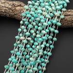 Faceted Natural Peruvian Amazonite Double Terminated Points 6x10mm Beads Center Drilled Sea Green Gemstone 15.5" Strand