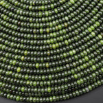 Natural Dark Green Russian Jade Beads 4mm Smooth Rondelle 15.5" Strand