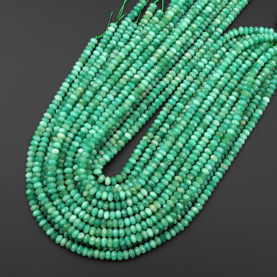 AAA Rare Faceted Natural Emerald Green Mica 6mm Rondelle Beads Gemstone 15.5" Strand