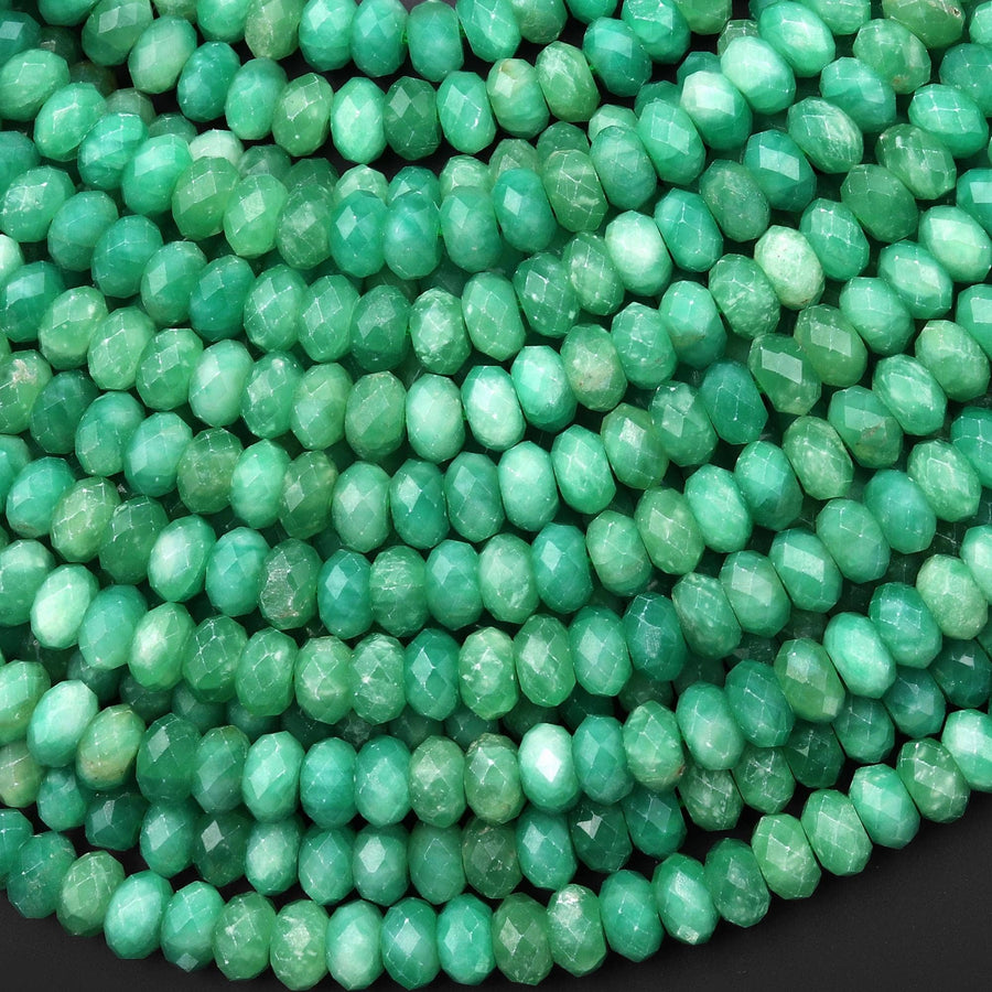 AAA Rare Faceted Natural Emerald Green Mica 6mm Rondelle Beads Gemstone 15.5" Strand